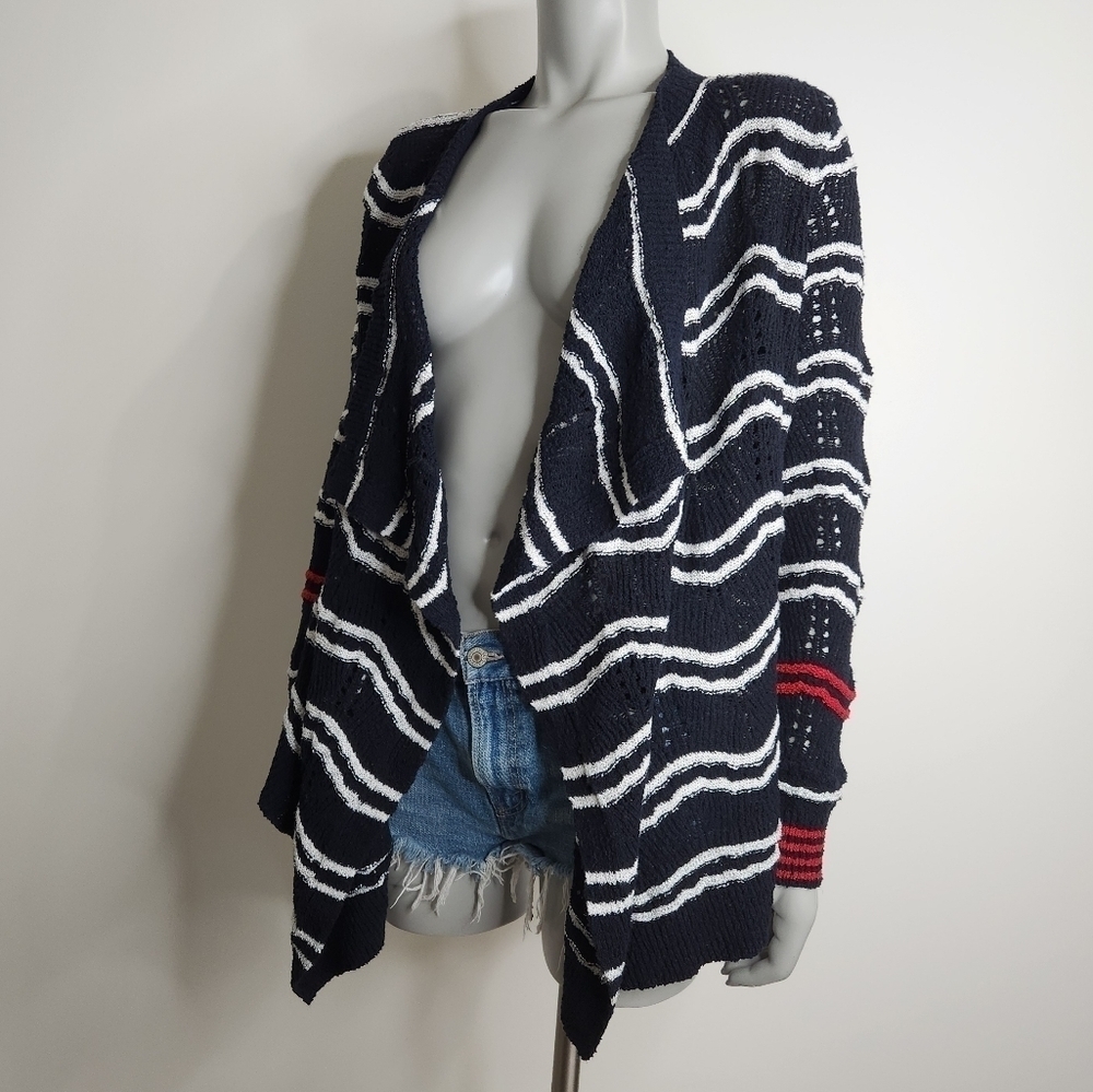 NEW! Desigual Cashel Navy Open Front Waterfall Cardigan Size S NWOT - Picture 2 of 14